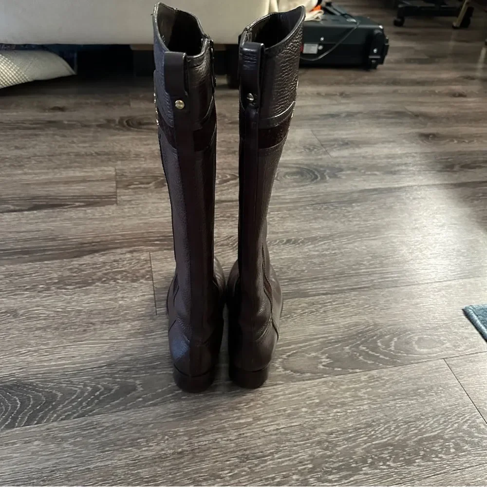 Tory Burch Brown Leather Riding Boots
